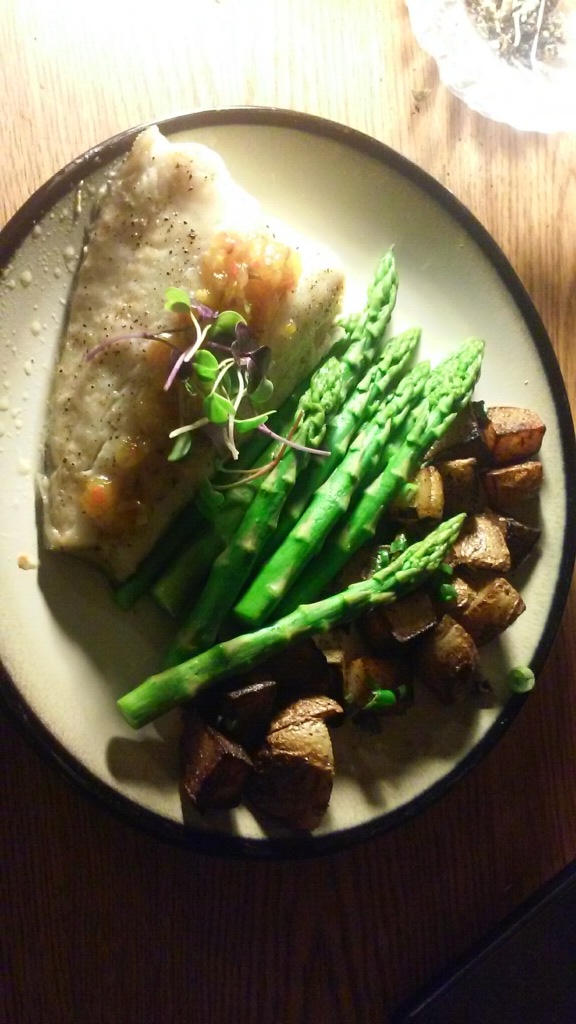 Relished Grilled Sable with asparagus & roasted potatoes
