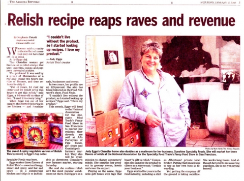 AZ Republic - "Relish recipe reaps raves and revenue"